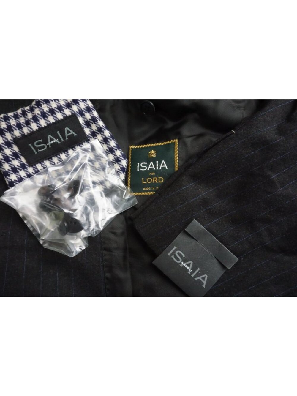 Isaia Napoli Charcoal Blue Pinstriped Flannel 2Pc Suit Jacket Pant Vest 42R NEW